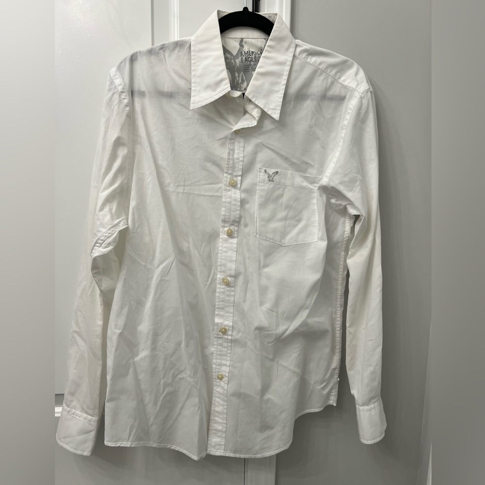 American Eagle Outfitters White Button Down Dress Shirt Size Medium